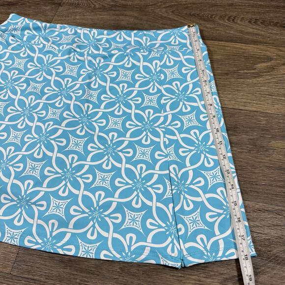 Lulu B L Skort Zippered Thigh Slit Two Zip Pockets Light Blue White UPF 50 - Picture 6 of 11